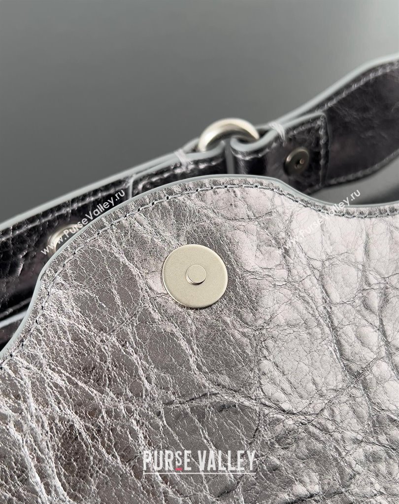 Balenciaga Le Cagole XS Sling Bag in Arena calfskin Silver Spring 2024 (jiche-23111709)