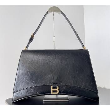 Balenciaga Crush Large Sling Bag in paper calfskin Black/Gold 2023 (jiche-23112023)