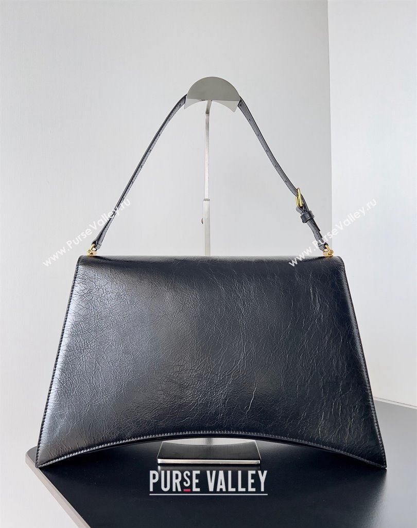 Balenciaga Crush Large Sling Bag in paper calfskin Black/Gold 2023 (jiche-23112023)
