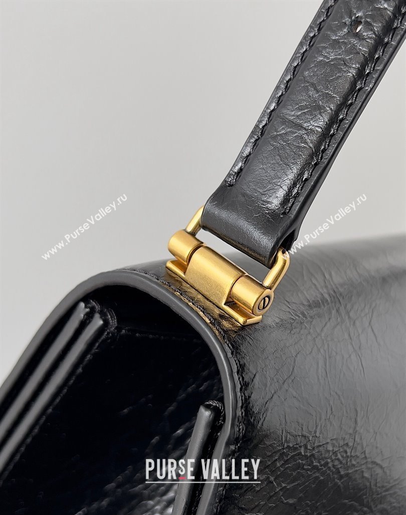 Balenciaga Crush Large Sling Bag in paper calfskin Black/Gold 2023 (jiche-23112023)