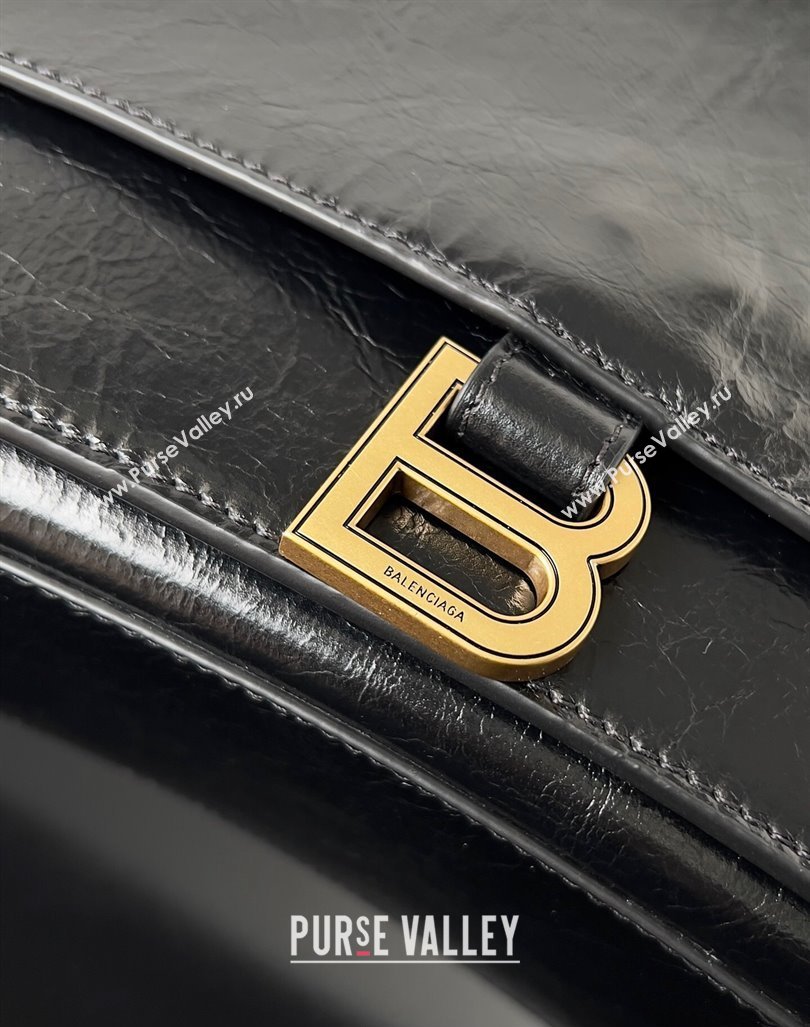 Balenciaga Crush Large Sling Bag in paper calfskin Black/Gold 2023 (jiche-23112023)