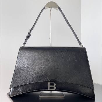 Balenciaga Crush Large Sling Bag in paper calfskin Black/Silver 2023 (jiche-23112024)