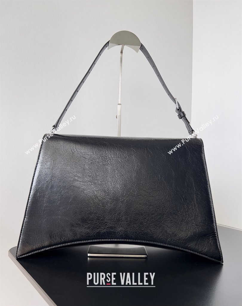 Balenciaga Crush Large Sling Bag in paper calfskin Black/Silver 2023 (jiche-23112024)