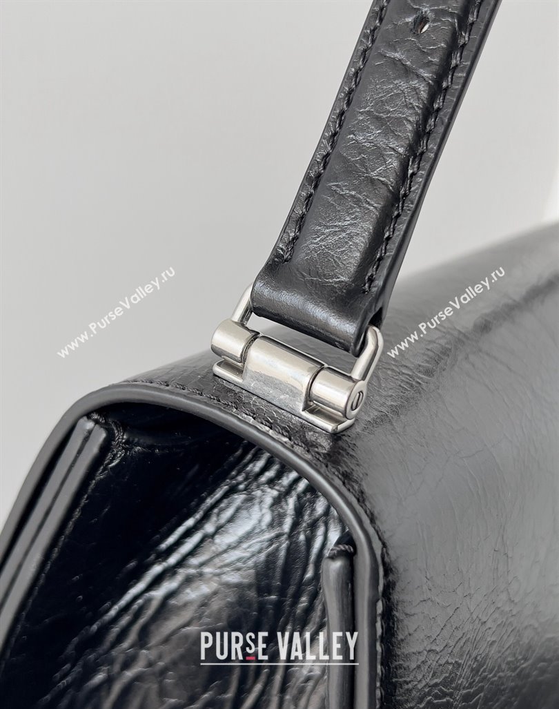 Balenciaga Crush Large Sling Bag in paper calfskin Black/Silver 2023 (jiche-23112024)