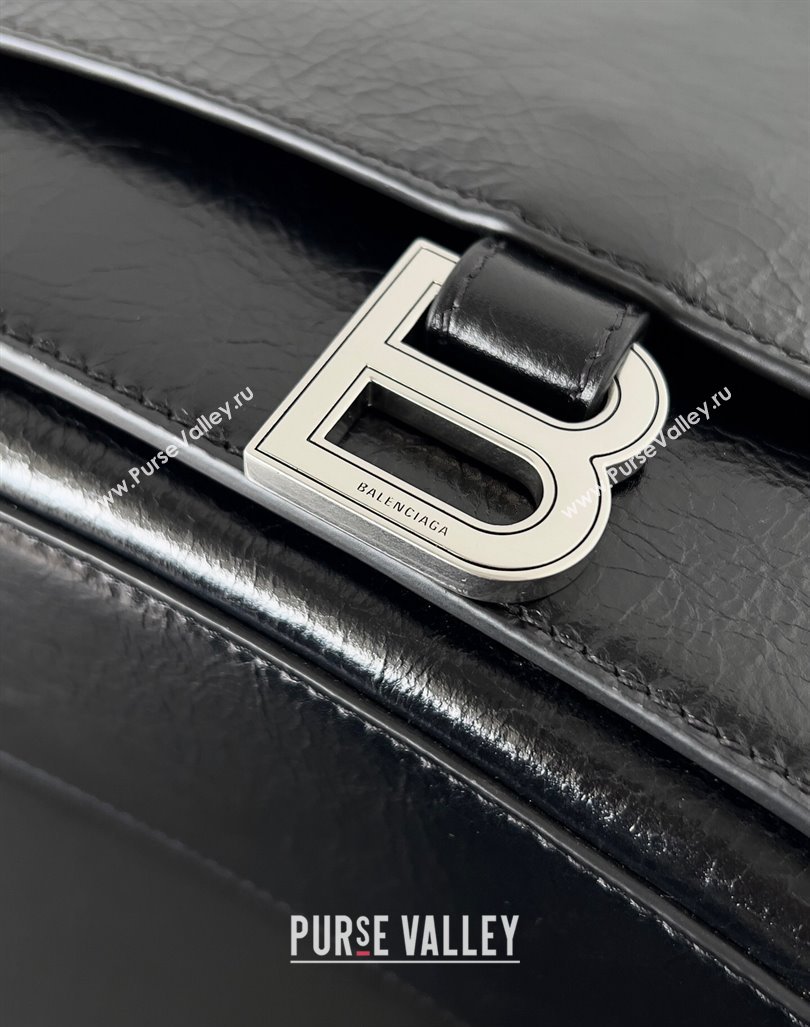 Balenciaga Crush Large Sling Bag in paper calfskin Black/Silver 2023 (jiche-23112024)