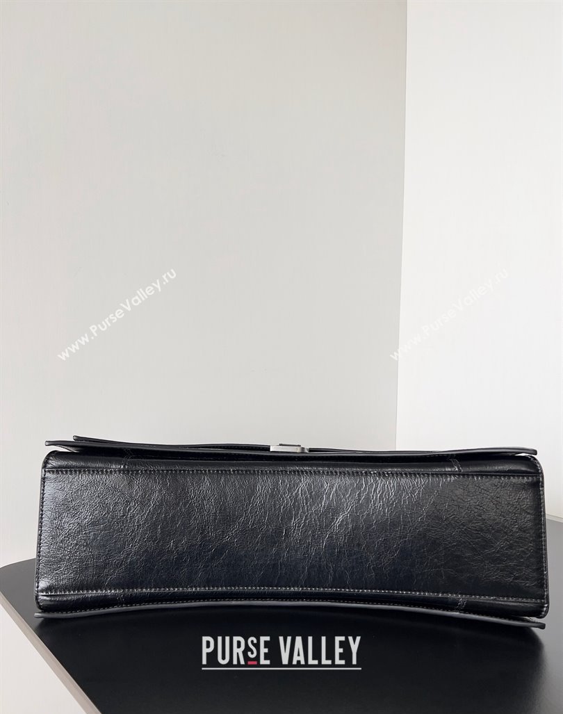 Balenciaga Crush Large Sling Bag in paper calfskin Black/Silver 2023 (jiche-23112024)