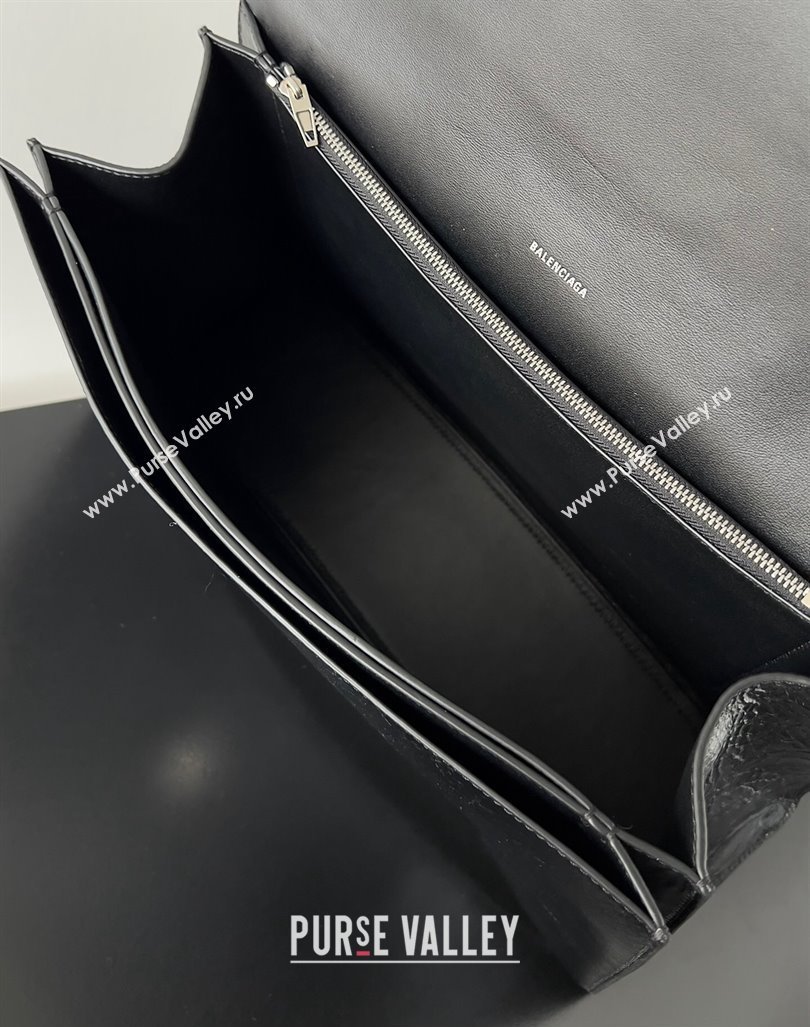 Balenciaga Crush Large Sling Bag in paper calfskin Black/Silver 2023 (jiche-23112024)