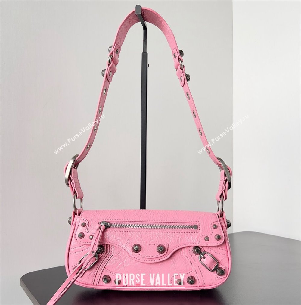 Balenciaga Le Cagole XS Sling Bag in Arena calfskin Pink Spring 2024 (jiche-23111708)