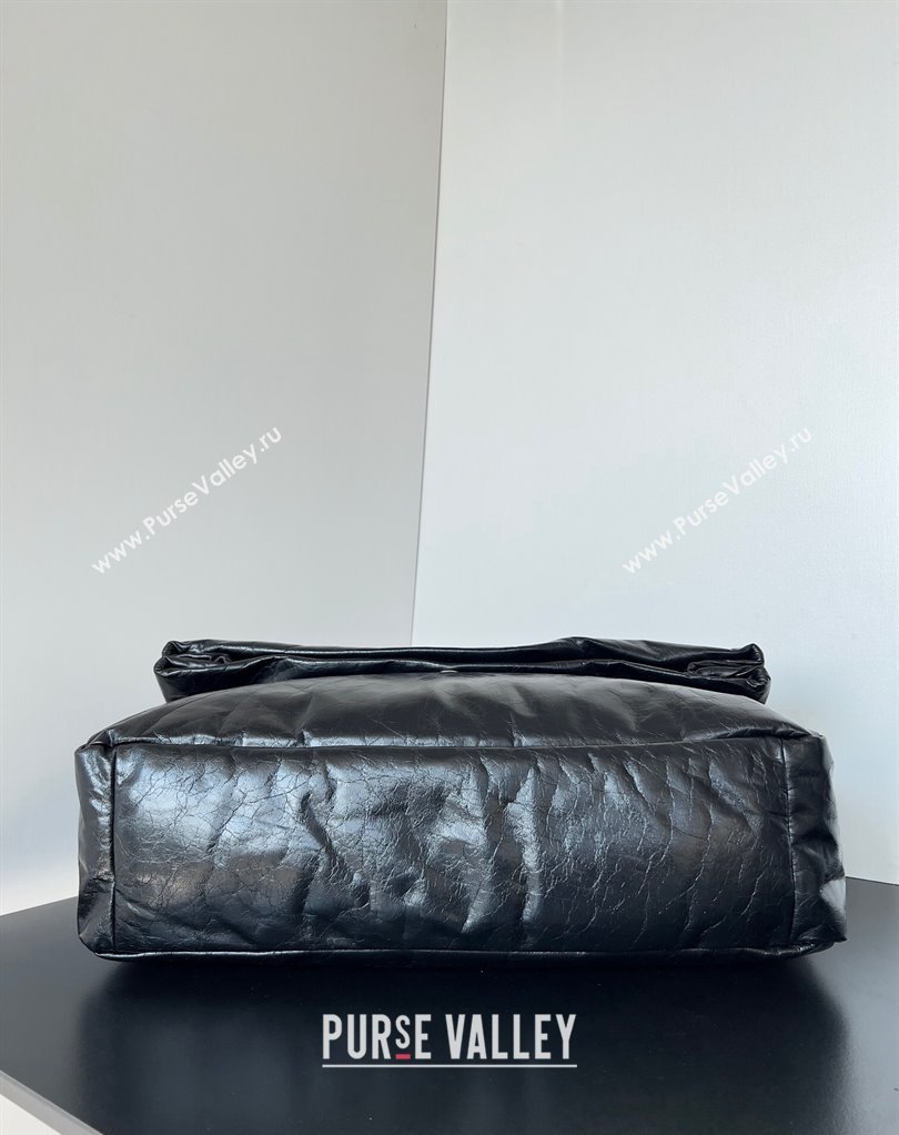 Balenciaga Monaco Large Chain Bag in Arena calfskin Black/Silver 2023 (jiche-23111702)