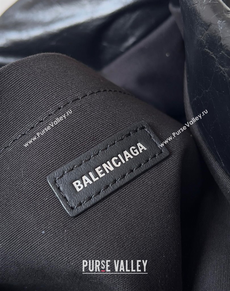 Balenciaga Monaco Large Chain Bag in Arena calfskin Black/Silver 2023 (jiche-23111702)