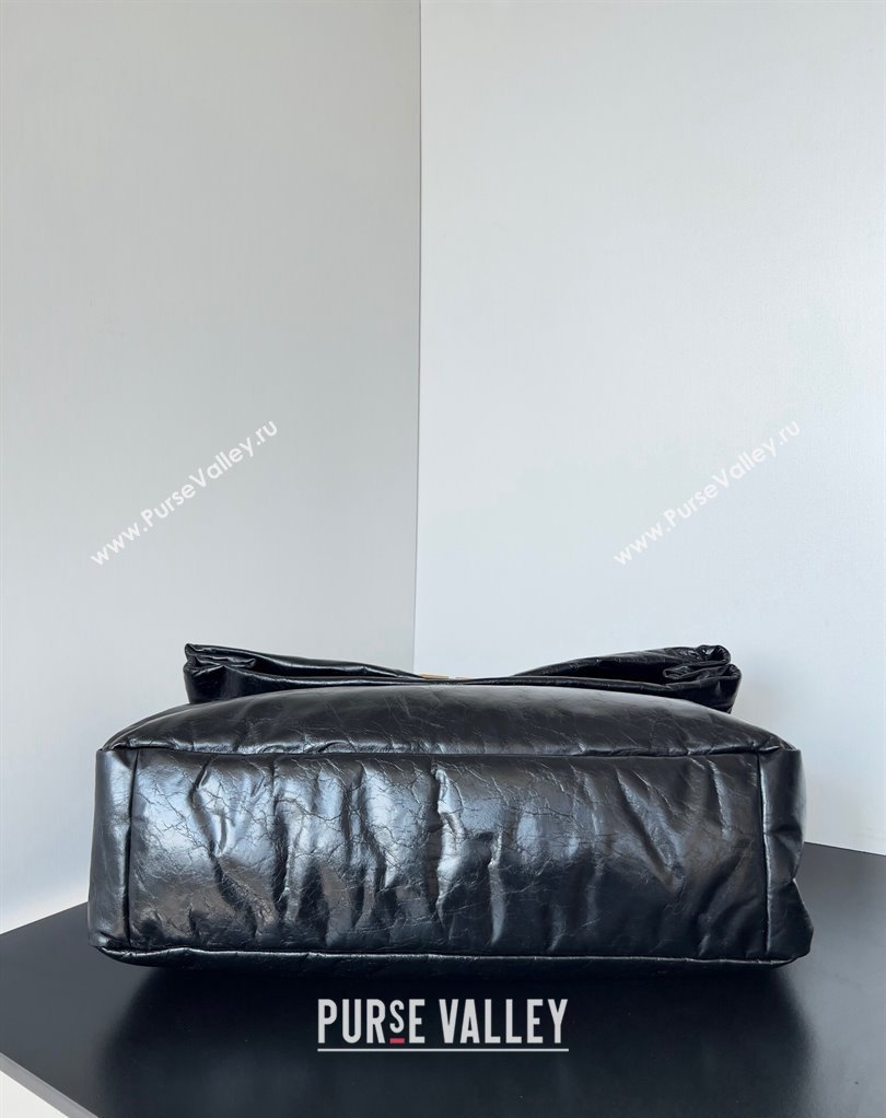 Balenciaga Monaco Large Chain Bag in Arena calfskin Black/Gold 2023 (jiche-23111701)