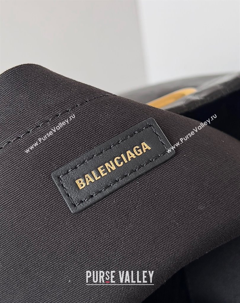 Balenciaga Monaco Large Chain Bag in Arena calfskin Black/Gold 2023 (jiche-23111701)