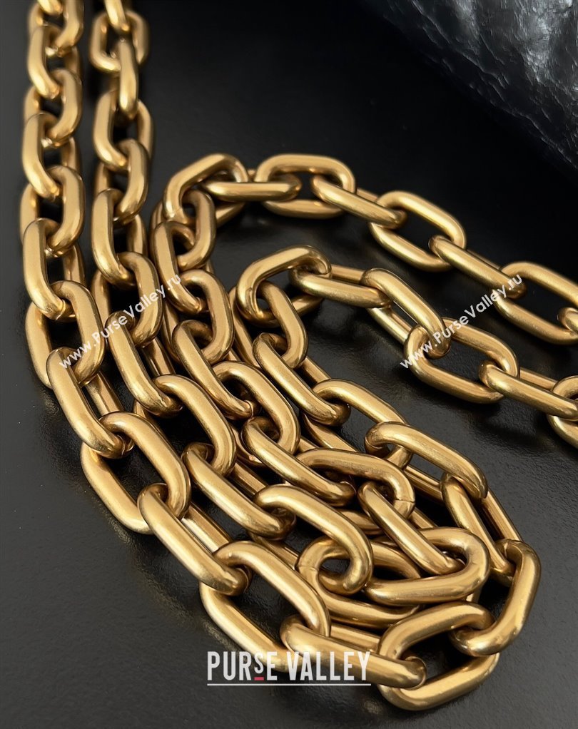 Balenciaga Monaco Large Chain Bag in Arena calfskin Black/Gold 2023 (jiche-23111701)