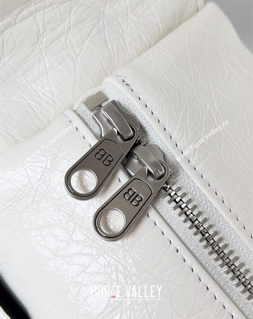 Balenciaga Superbusy XS Sling Bag in Arena calfskin White 2023 (jiche-23111805)