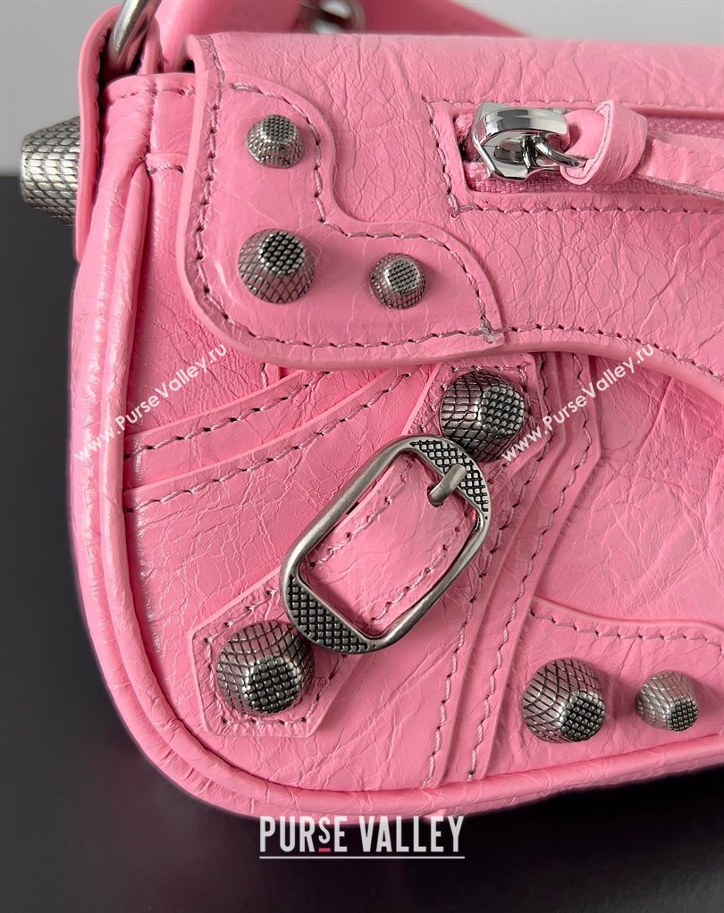 Balenciaga Le Cagole XS Sling Bag in Arena calfskin Pink Spring 2024 (jiche-23111708)