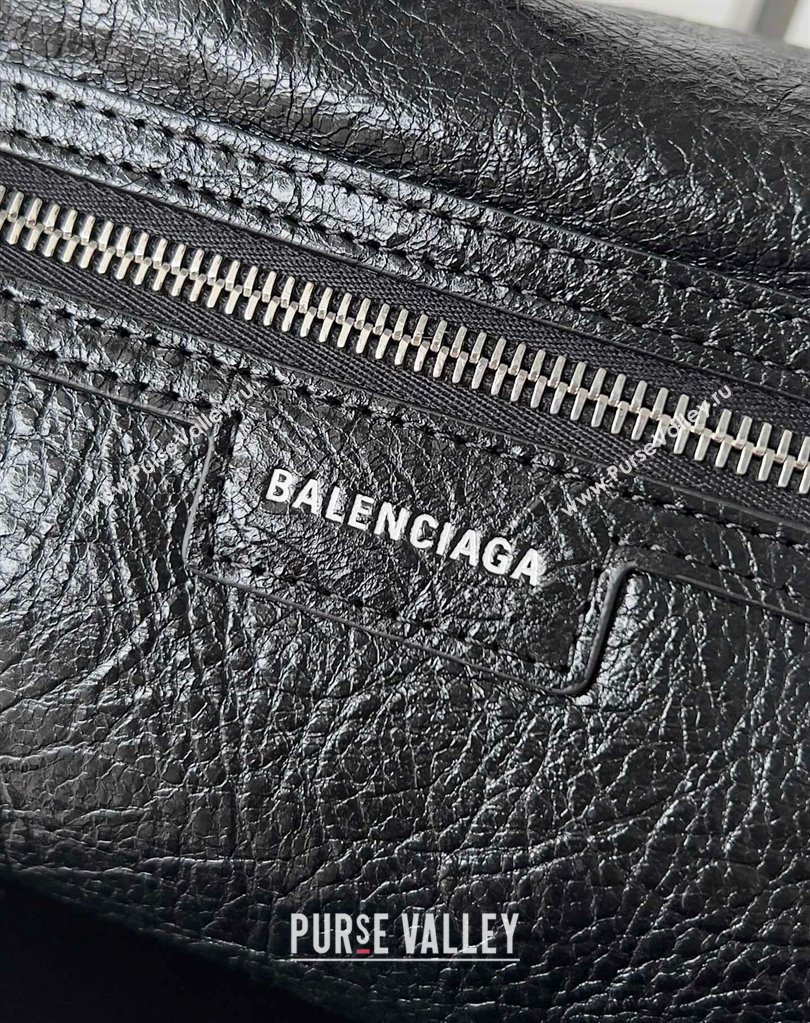 Balenciaga Superbusy Small Sling Bag in Arena calfskin Black 2023 (jiche-23111802)