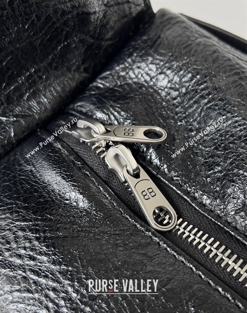 Balenciaga Superbusy Small Sling Bag in Arena calfskin Black 2023 (jiche-23111802)