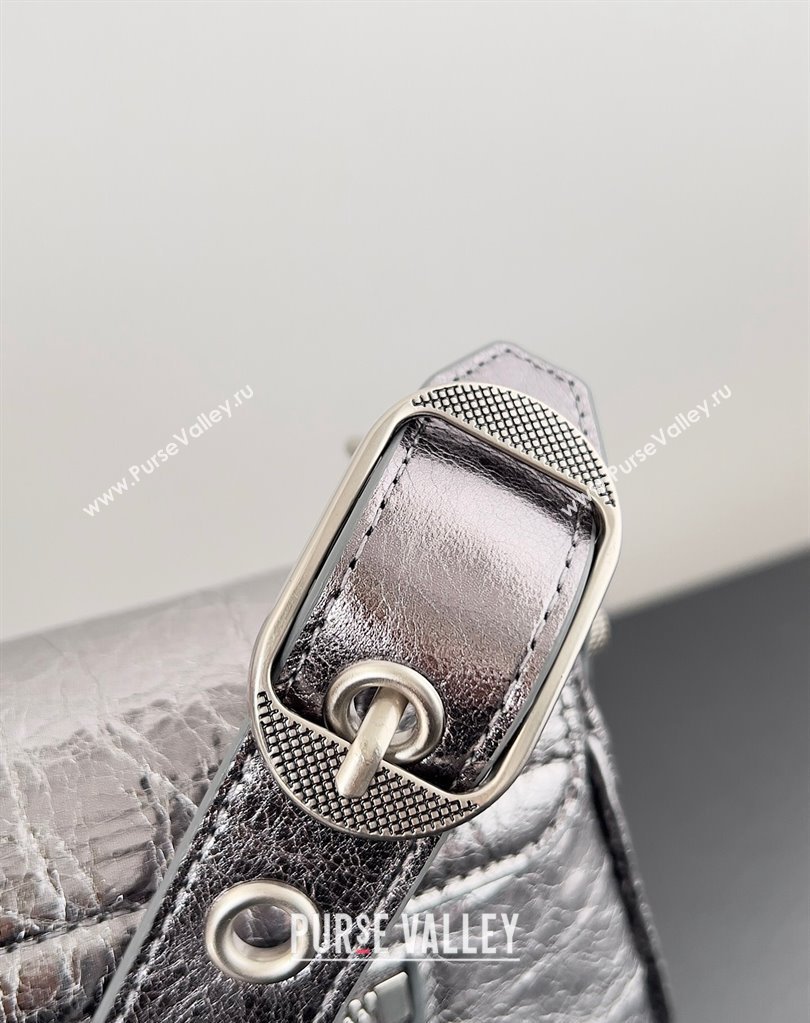 Balenciaga Le Cagole Small Sling Bag in Arena calfskin Silver Spring 2024 (jiche-23111705)