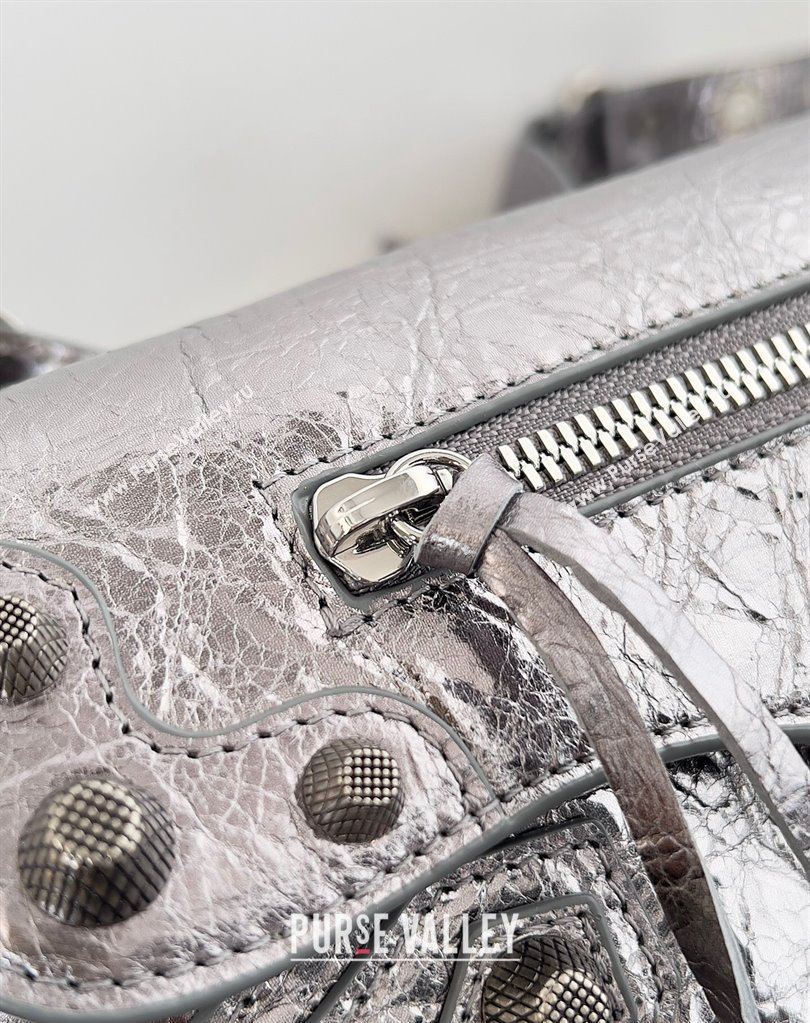 Balenciaga Le Cagole Small Sling Bag in Arena calfskin Silver Spring 2024 (jiche-23111705)