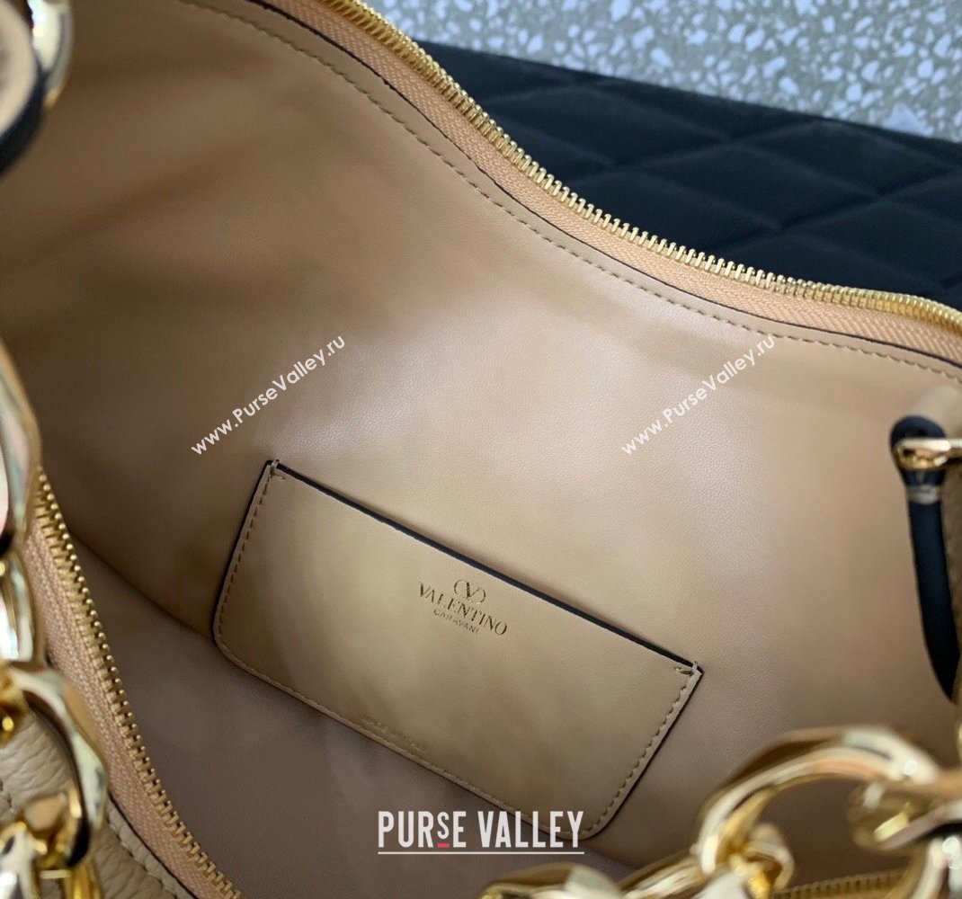 Valentino Small Vlogo Moon Hobo Bag In Leather Beige With Chain 2023 (liankafo-23111720)