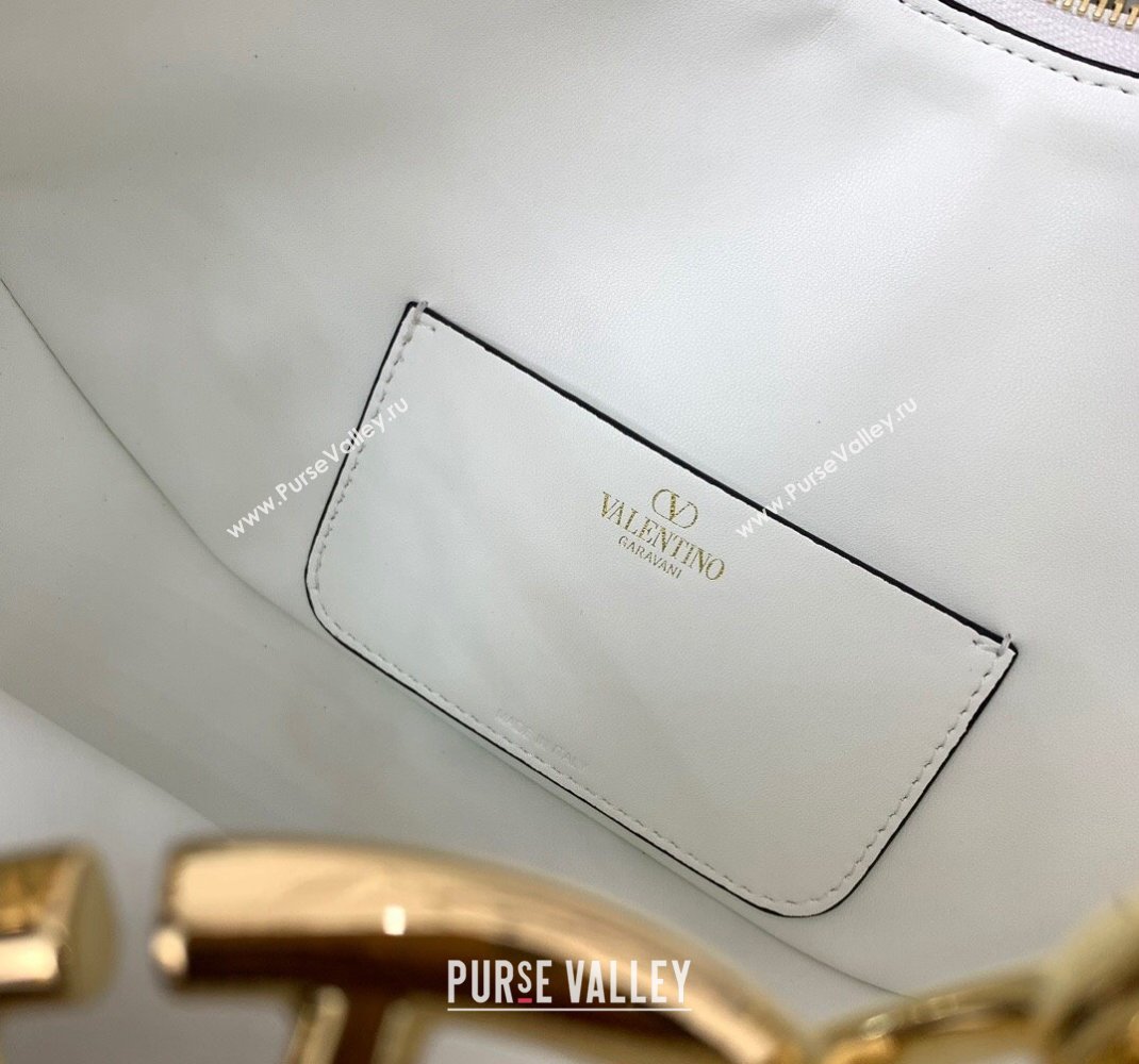 Valentino Small Vlogo Moon Hobo Bag In Leather White With Chain 2023 (liankafo-23111718)
