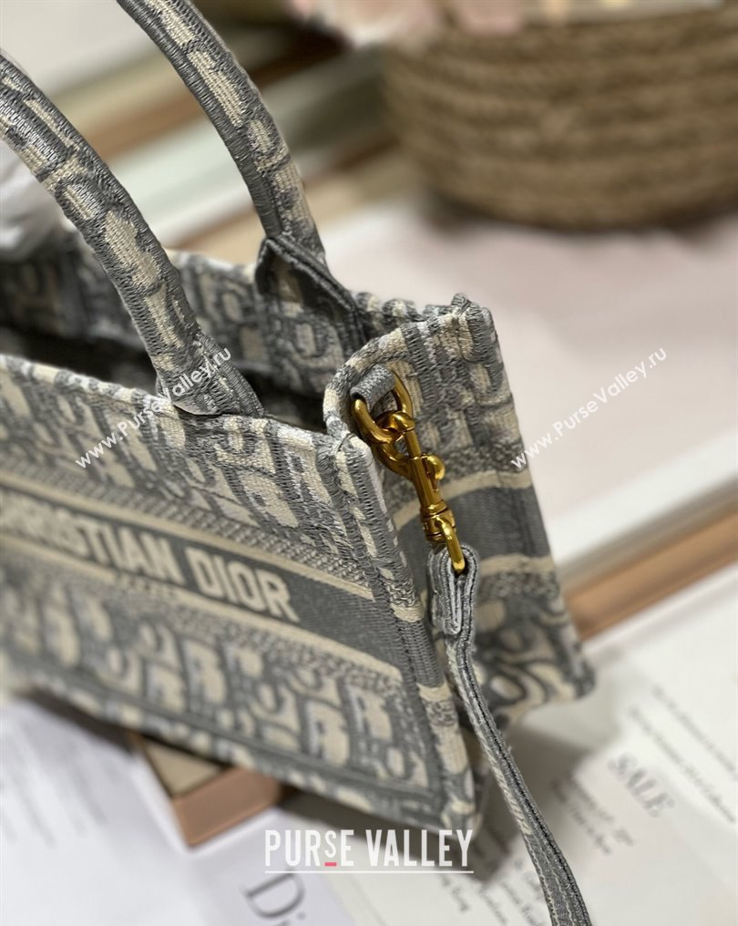 Dior Mini Dior Book Tote Bag with Strap in Gray Dior Oblique Embroidery (XXG-23112032)