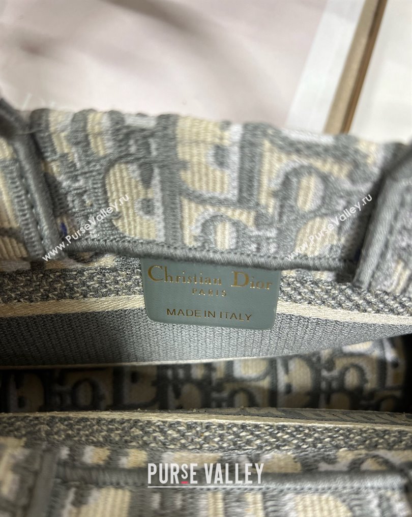 Dior Mini Dior Book Tote Bag with Strap in Gray Dior Oblique Embroidery (XXG-23112032)