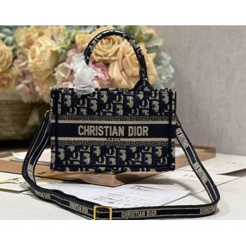 Dior Mini Dior Book Tote Bag with Strap in Blue and Beige Dior Oblique Embroidery (XXG-23112031)