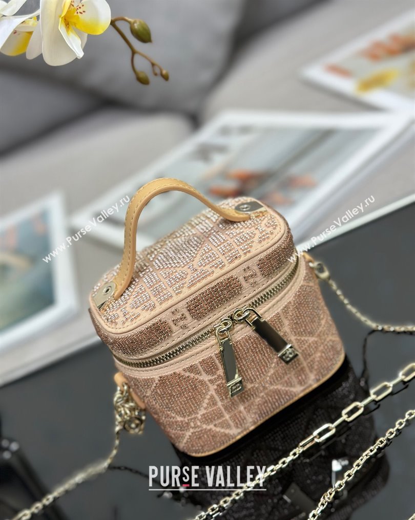 Lady Dior Micro Vanity Case In Beige Cannage Cotton with Micropearl Embroidery (XXG-23112107)
