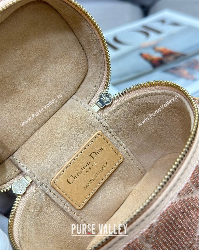 Lady Dior Micro Vanity Case In Beige Cannage Cotton with Micropearl Embroidery (XXG-23112107)