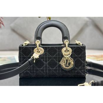 Dior Small Lady D-Joy Bag in Black Cannage Cotton with Micropearl Embroidery (XXG-23112104)