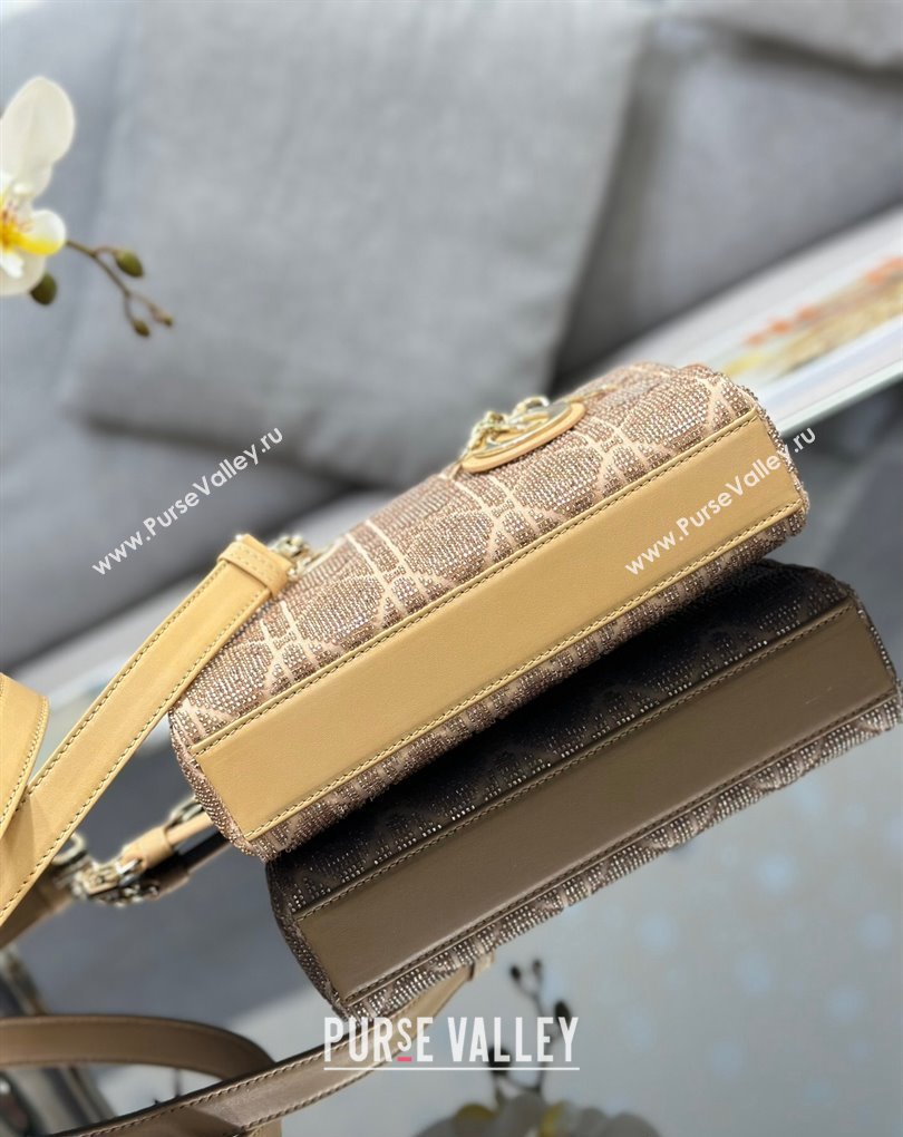 Dior Small Lady D-Joy Bag in Beige Cannage Cotton with Micropearl Embroidery (XXG-23112105)