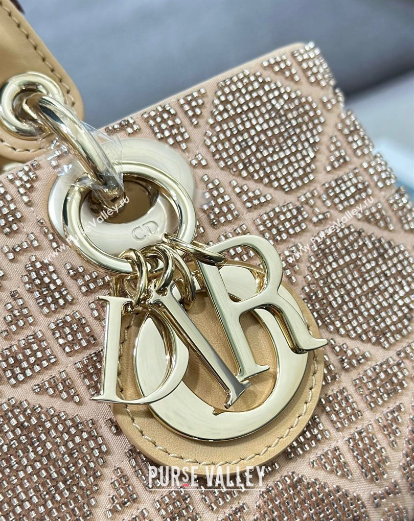 Dior Small Lady D-Joy Bag in Beige Cannage Cotton with Micropearl Embroidery (XXG-23112105)