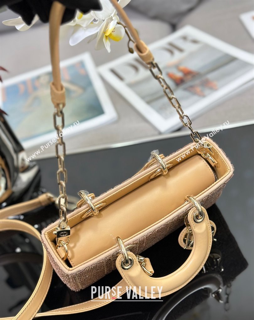 Dior Small Lady D-Joy Bag in Beige Cannage Cotton with Micropearl Embroidery (XXG-23112105)