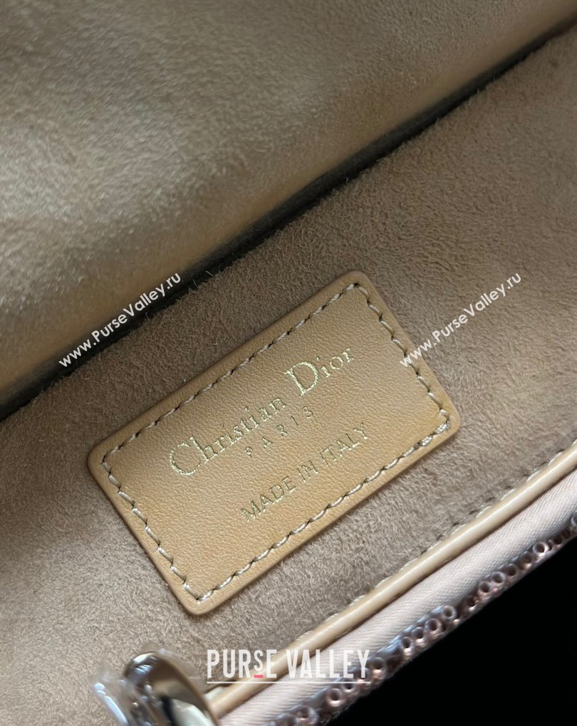 Dior Small Lady D-Joy Bag in Beige Cannage Cotton with Micropearl Embroidery (XXG-23112105)