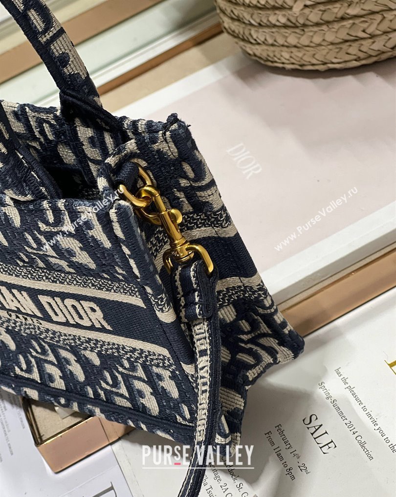 Dior Mini Dior Book Tote Bag with Strap in Blue and Beige Dior Oblique Embroidery (XXG-23112031)