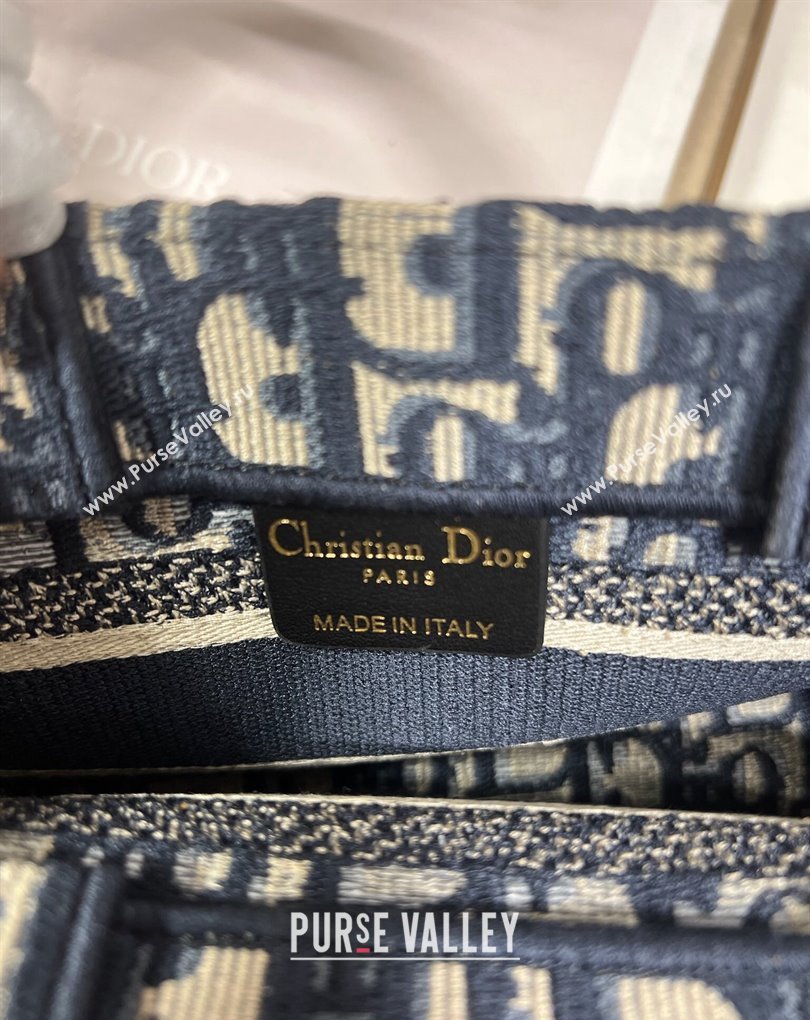 Dior Mini Dior Book Tote Bag with Strap in Blue and Beige Dior Oblique Embroidery (XXG-23112031)