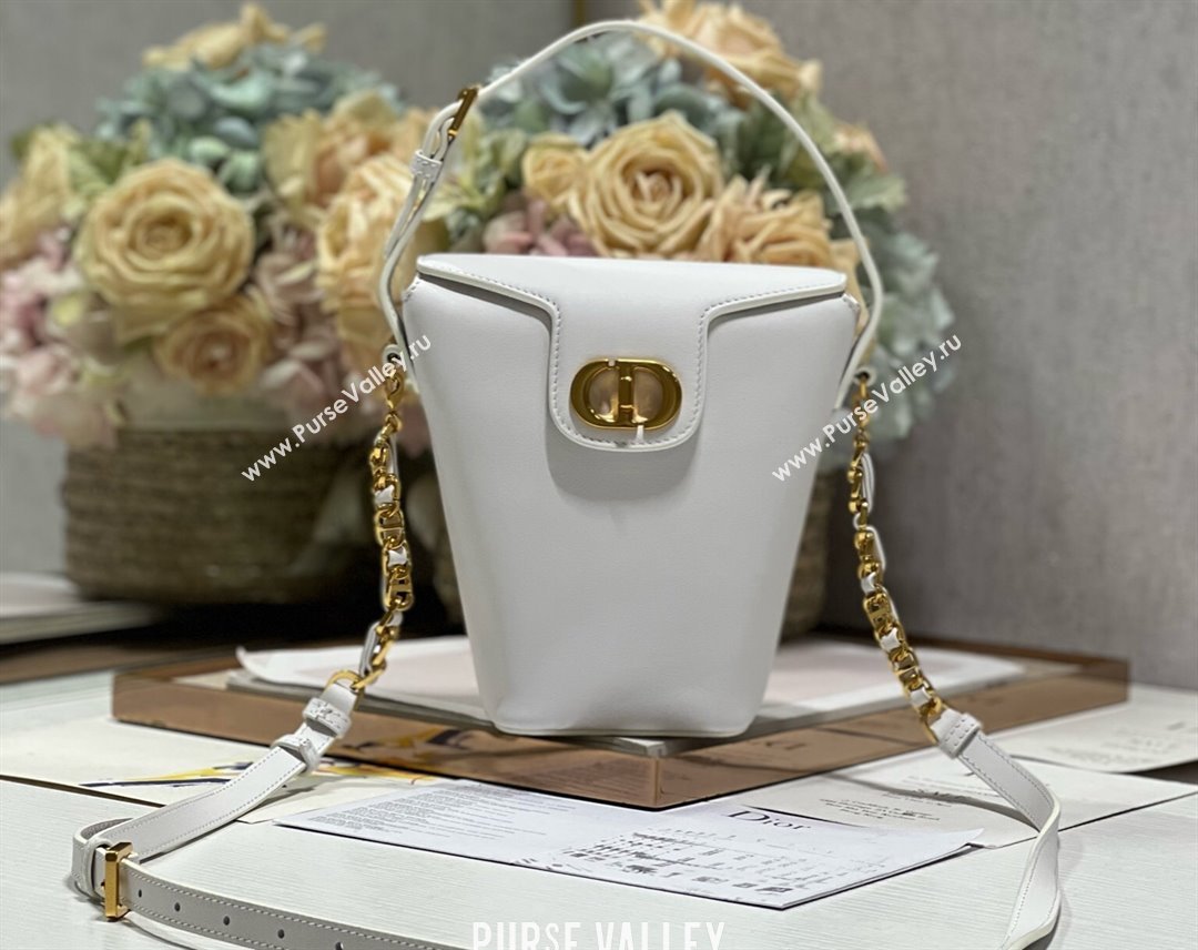 Dior 30 Montaigne Mini Bucket Bag In Calfskin White 2024 (XXG-23112111)