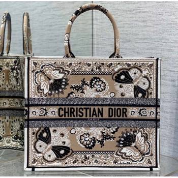 Dior Large Book Tote Bag in Beige Multicolor Butterfly Bandana Embroidery (XXG-23112027)