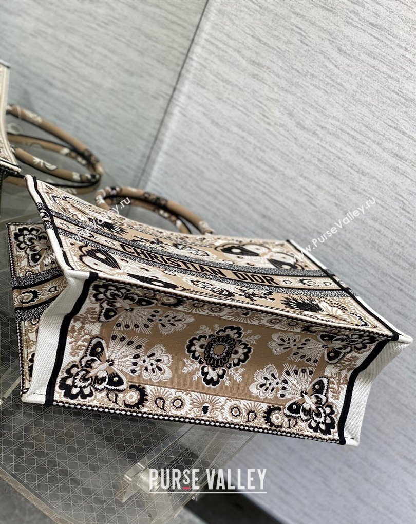 Dior Large Book Tote Bag in Beige Multicolor Butterfly Bandana Embroidery (XXG-23112027)