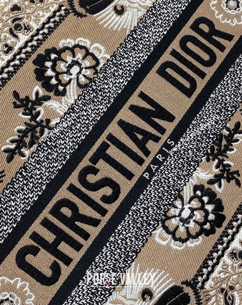 Dior Medium Book Tote Bag in Beige Multicolor Butterfly Bandana Embroidery (XXG-23112028)
