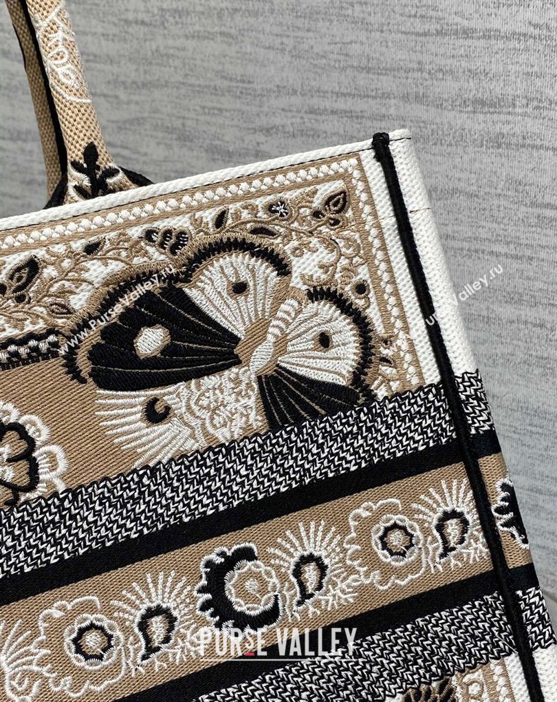 Dior Medium Book Tote Bag in Beige Multicolor Butterfly Bandana Embroidery (XXG-23112028)