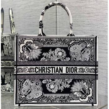 Dior Large Book Tote Bag in Black and White Butterfly Bandana Embroidery (XXG-23112029)