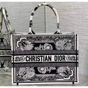Dior Medium Book Tote Bag in Black and White Butterfly Bandana Embroidery (XXG-23112030)