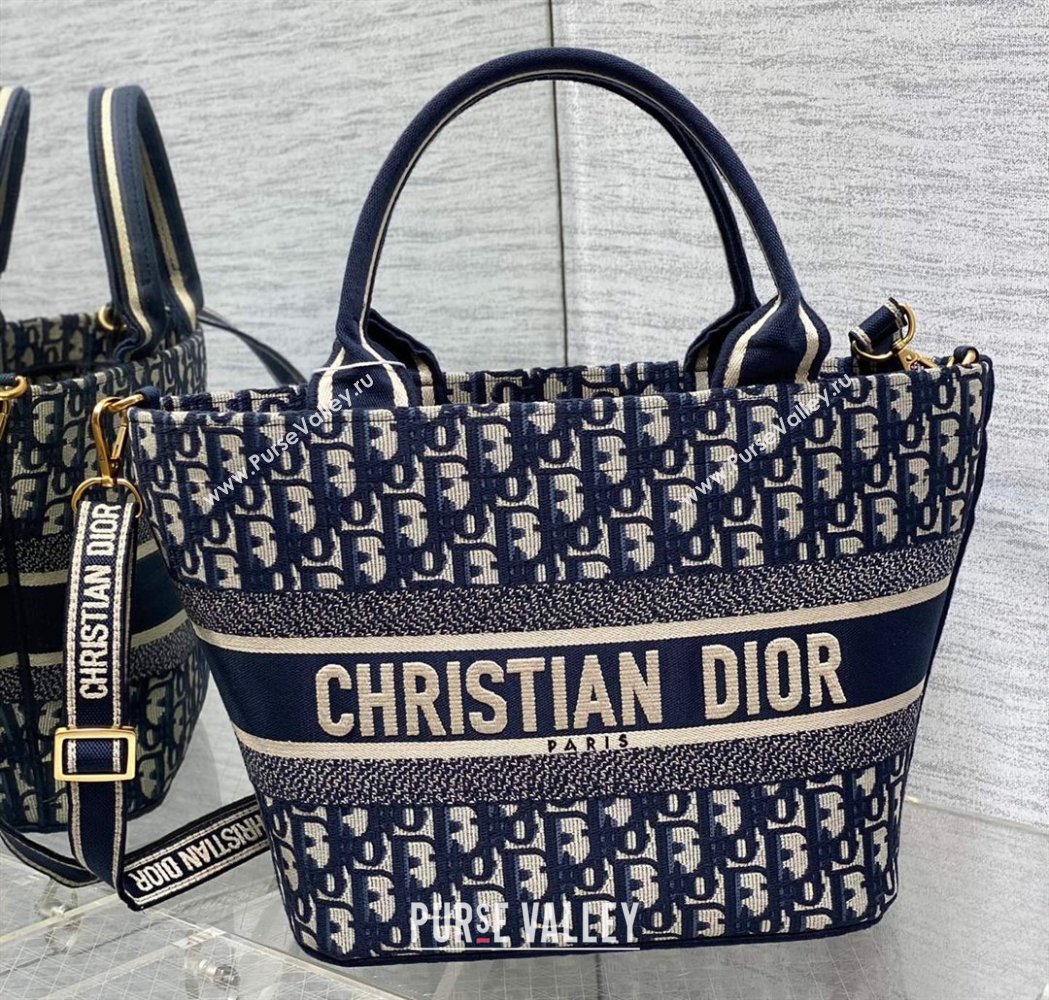 Dior Hat Basket Bag In Blue and Beige Dior Oblique Embroidery 2024 (XXG-23112108)