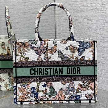 Dior Medium Book Tote Bag in White Multicolor Toile de Jouy Mexico Embroidery (XXG-23112018)