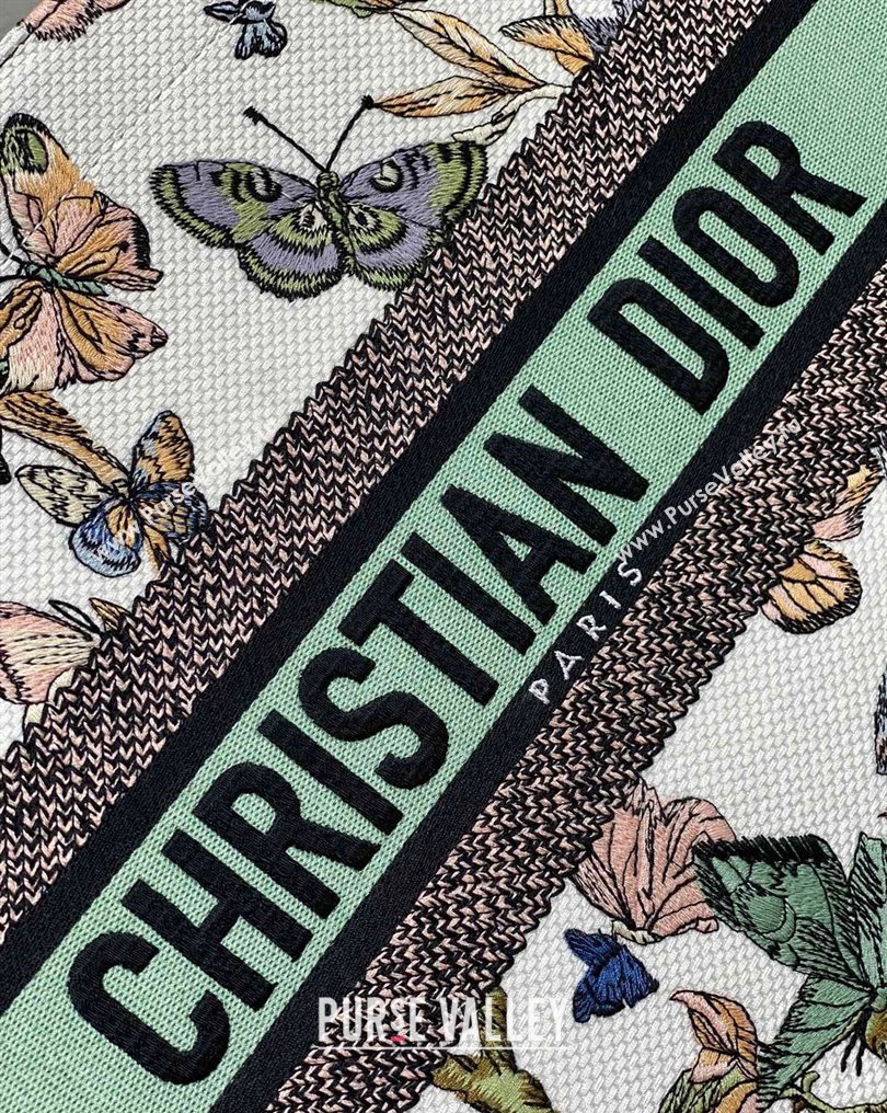 Dior Medium Book Tote Bag in White Multicolor Toile de Jouy Mexico Embroidery (XXG-23112018)
