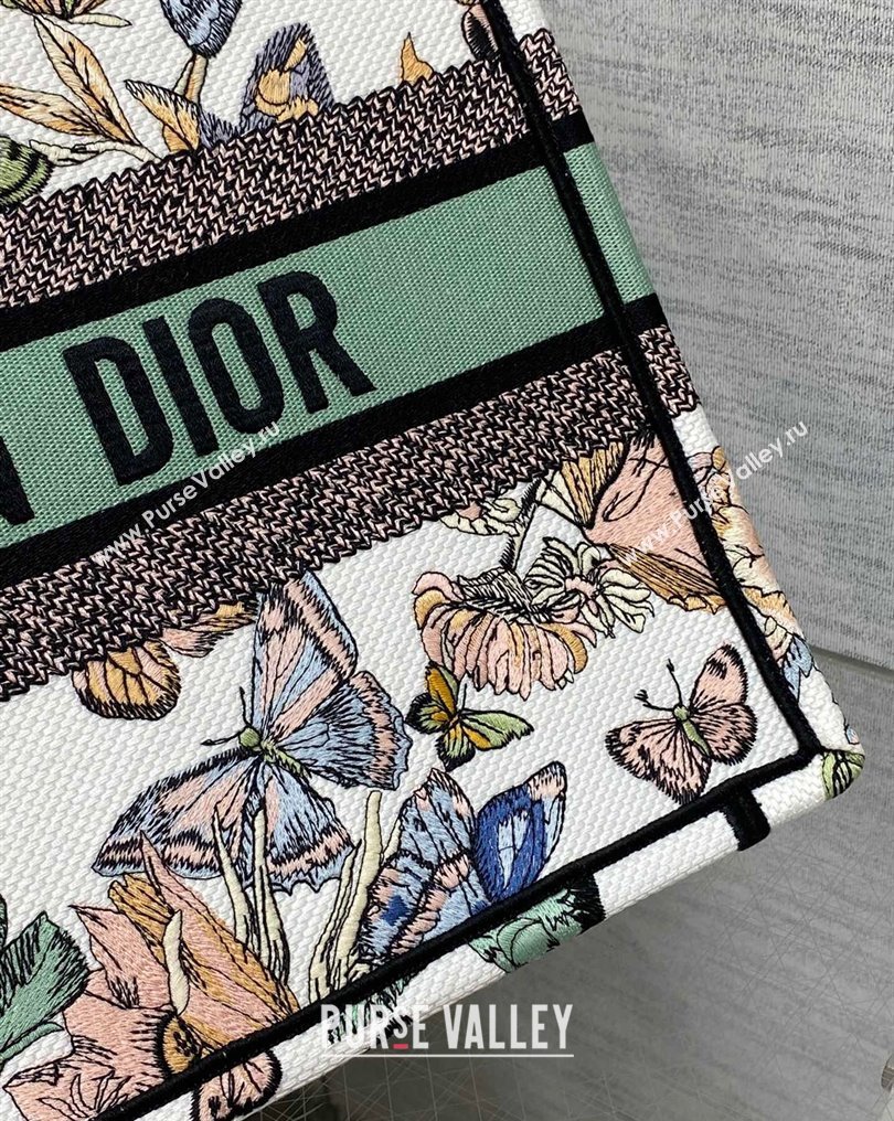 Dior Medium Book Tote Bag in White Multicolor Toile de Jouy Mexico Embroidery (XXG-23112018)