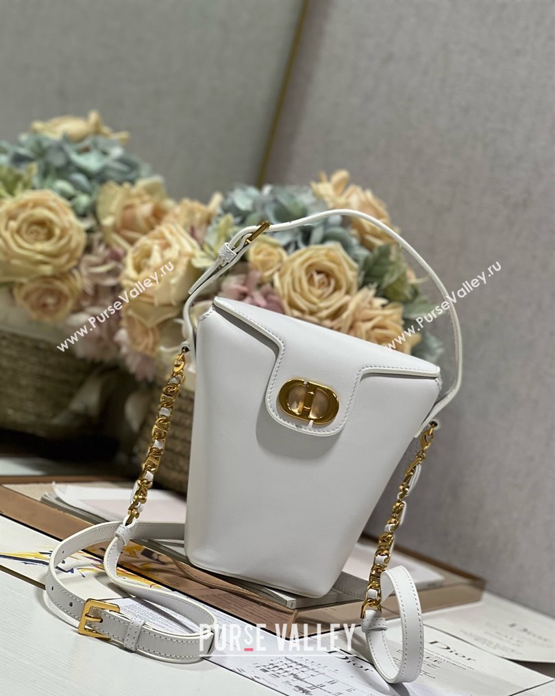 Dior 30 Montaigne Mini Bucket Bag In Calfskin White 2024 (XXG-23112111)