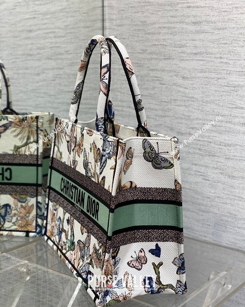 Dior Medium Book Tote Bag in White Multicolor Toile de Jouy Mexico Embroidery (XXG-23112018)